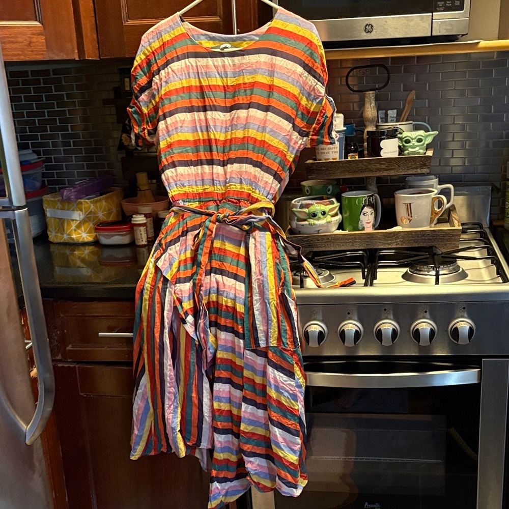 Eva Franco Colorful Striped Midi Dress